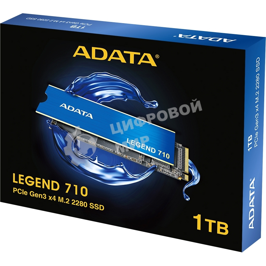 Накопитель SSD ADATA LEGEND 710, 1Tb, PCIe 3.0 x4, M.2 2280, NVMe, R/W 2400/1800, с радиатором