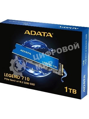 Накопитель SSD ADATA LEGEND 710, 1Tb, PCIe 3.0 x4, M.2 2280, NVMe, R/W 2400/1800, с радиатором