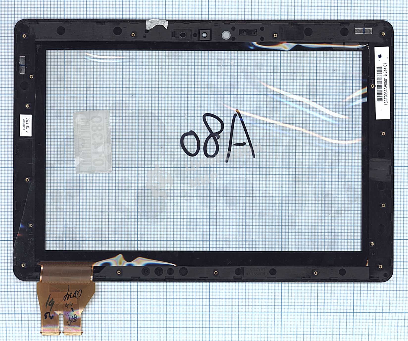 Сенсорное стекло (тачскрин) для Asus PadFone 3 A80 5363N FPC-1, черное с рамкой