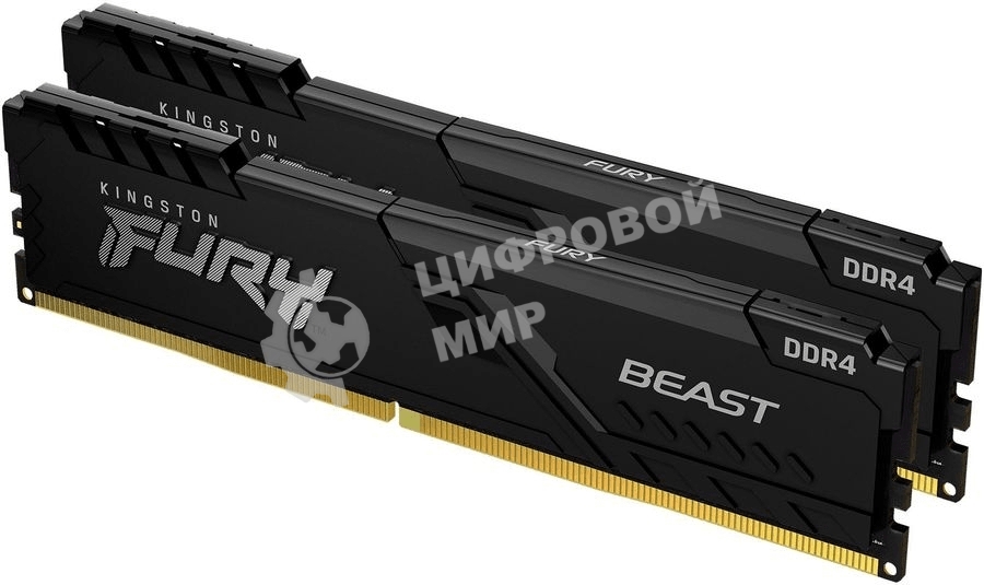 Оперативная память Kingston Fury Beast, DDR4, 64GB (2x32GB), 3200MHz, CL16, DIMM, черный