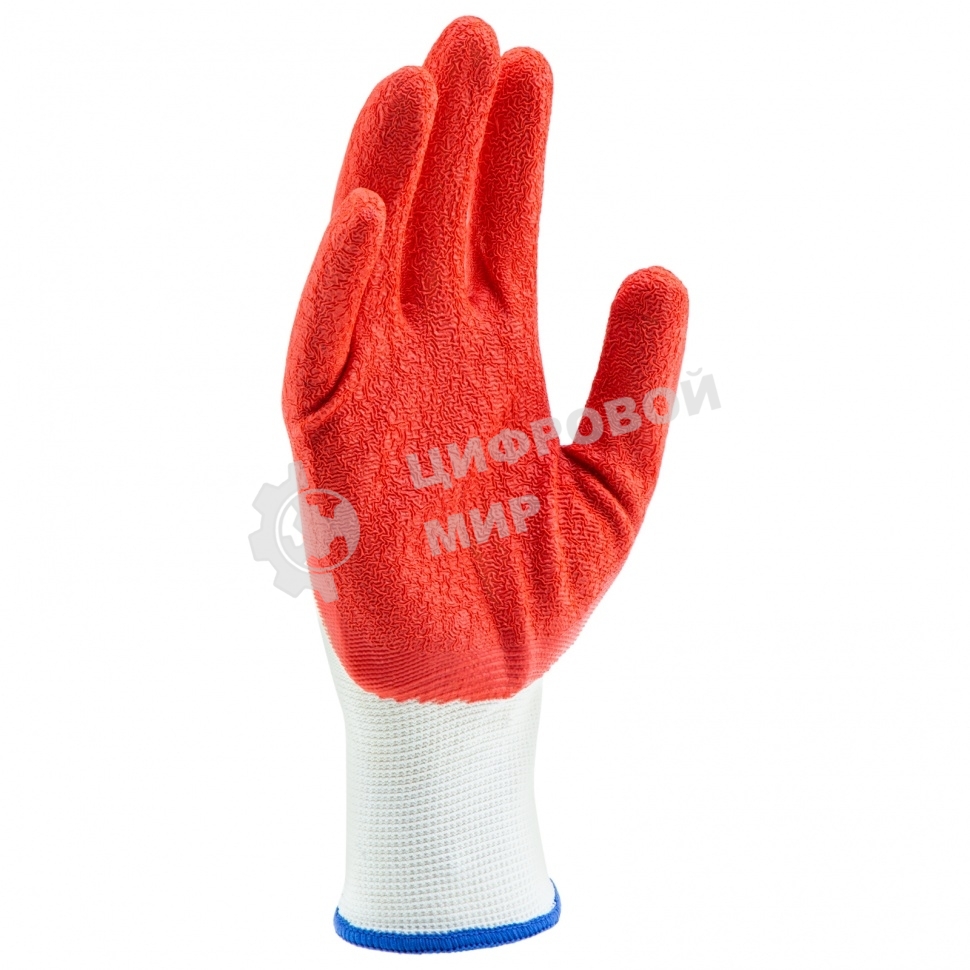 Перчатки трикотажные Сибртех полиэфирные, латексное рельефное покрытие