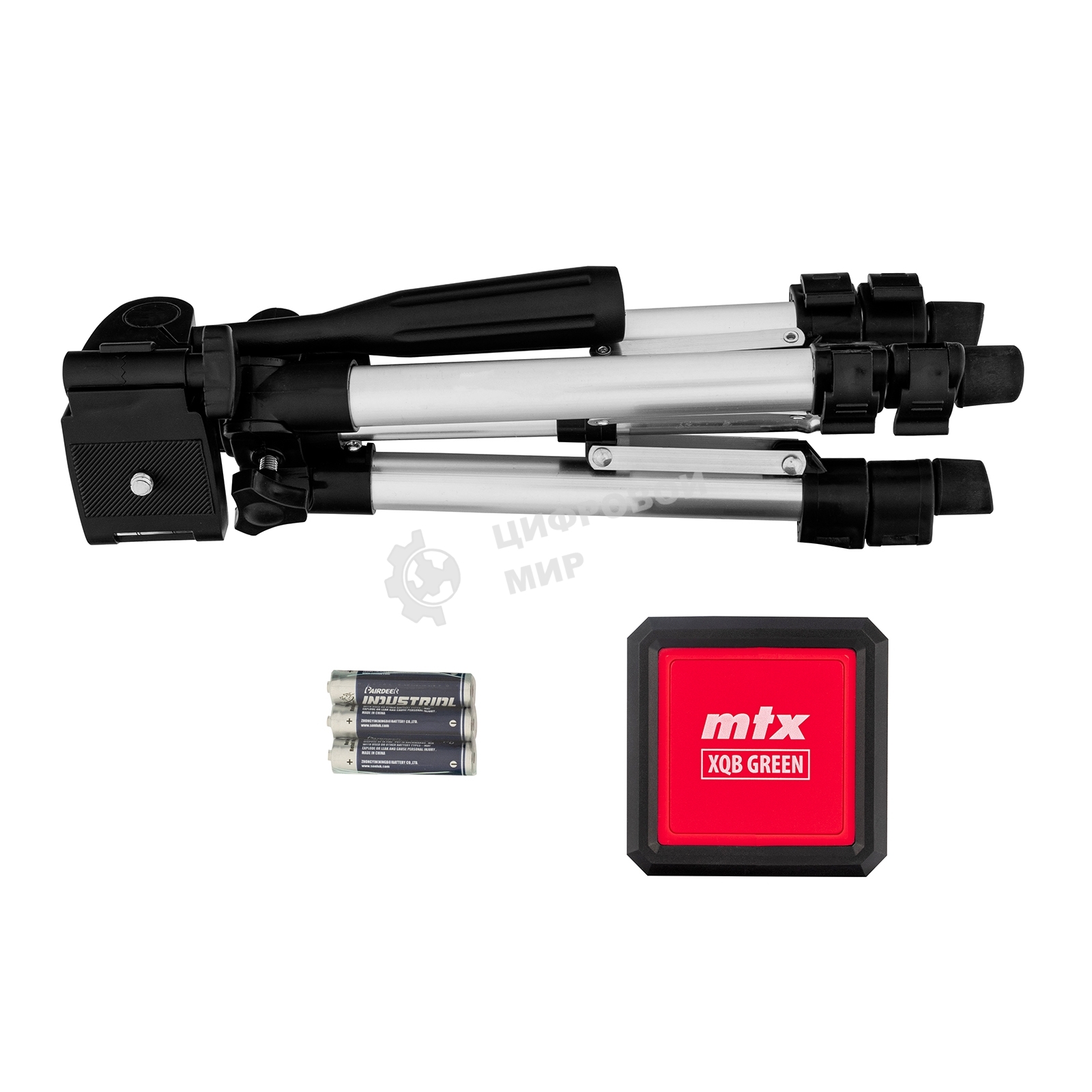 Лазерный уровень MTX XQB GREEN Pro SET, 20 м, зеленый луч, батарейки, штатив