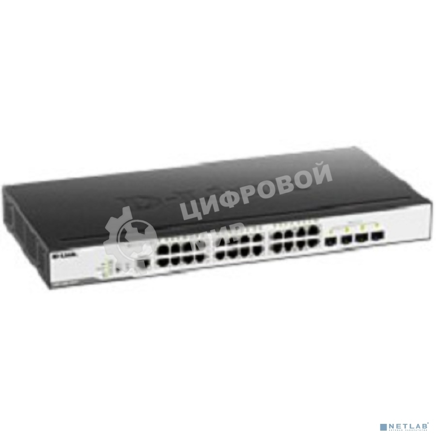 Коммутатор D-Link Switch DGS-3000-28LP/B1A Управляемый коммутатор 2 уровня с 24 портами 10/100/1000Base-T и 4 портами 1000Base-X SFP (24 порта с подде