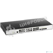 Коммутатор D-Link Switch DGS-3000-28LP/B1A Управляемый коммутатор 2 уровня с 24 портами 10/100/1000Base-T и 4 портами 1000Base-X SFP (24 порта с подде