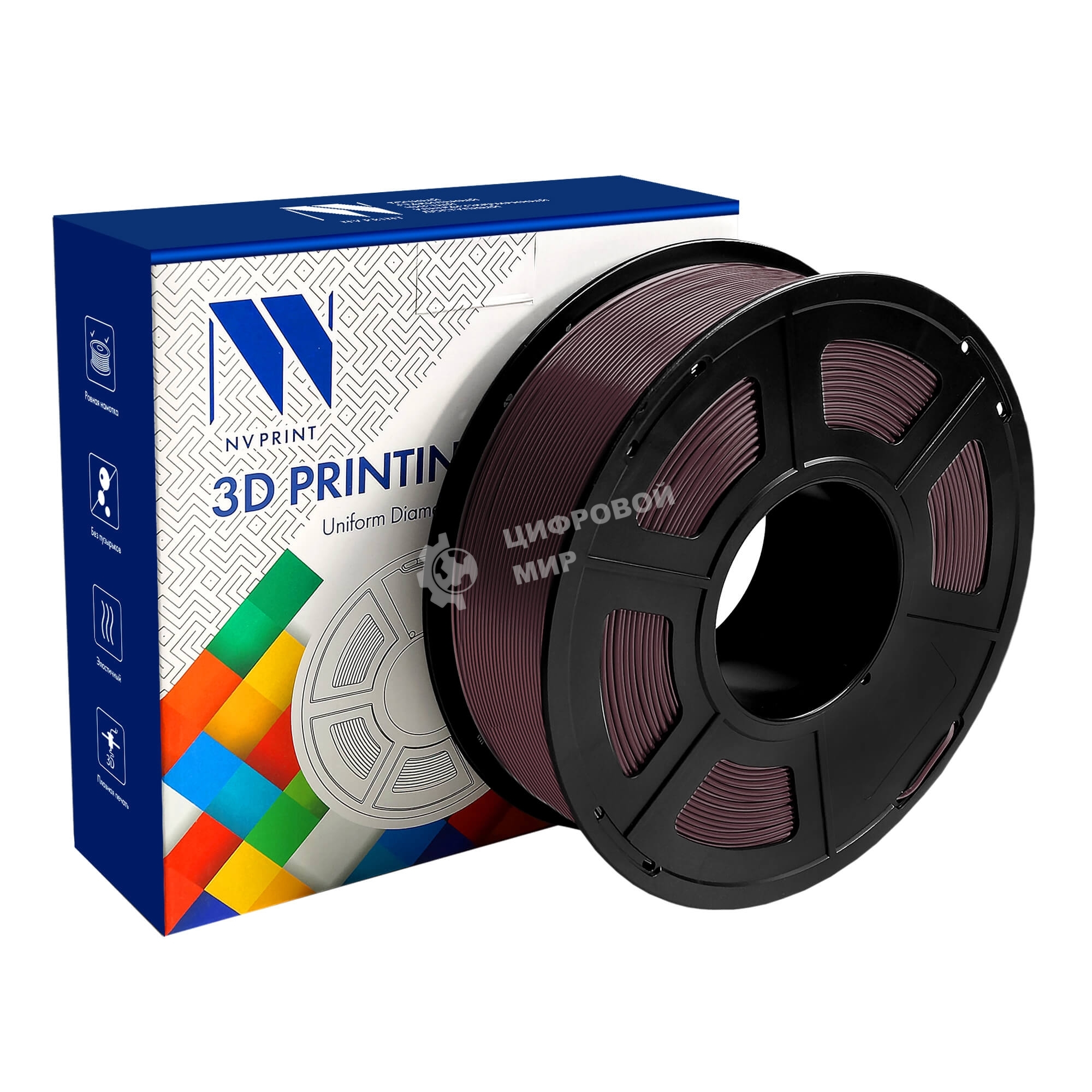 Филамент NV PRINT TPU Silk Burgundy Бордовый для 3D печати белый диаметр 1.75мм масса 1 кг