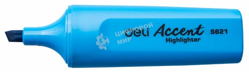 Маркер текстовой Deli ES621blue, скошенный пишущий наконечник, 1-5мм, колпачок с клипом синий