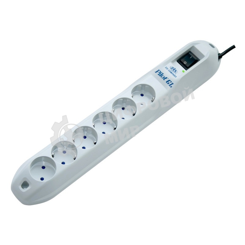 Сетевой фильтр Pilot GL 6 розеток (5 евро + 1 без заземления) 10 м Surge protector Pilot GL 6 outlets (5 euro + 1 without ground) 10A/2.2kVt, 10m