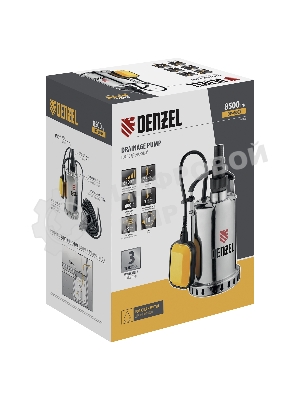 Дренажный насос Denzel DP600X, 600 Вт, подъем 7,5 м, 8500 л/ч