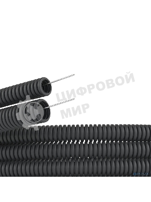 Труба гофрированная ПНД d16мм с протяж. черный (уп.100м) ДКС 71716