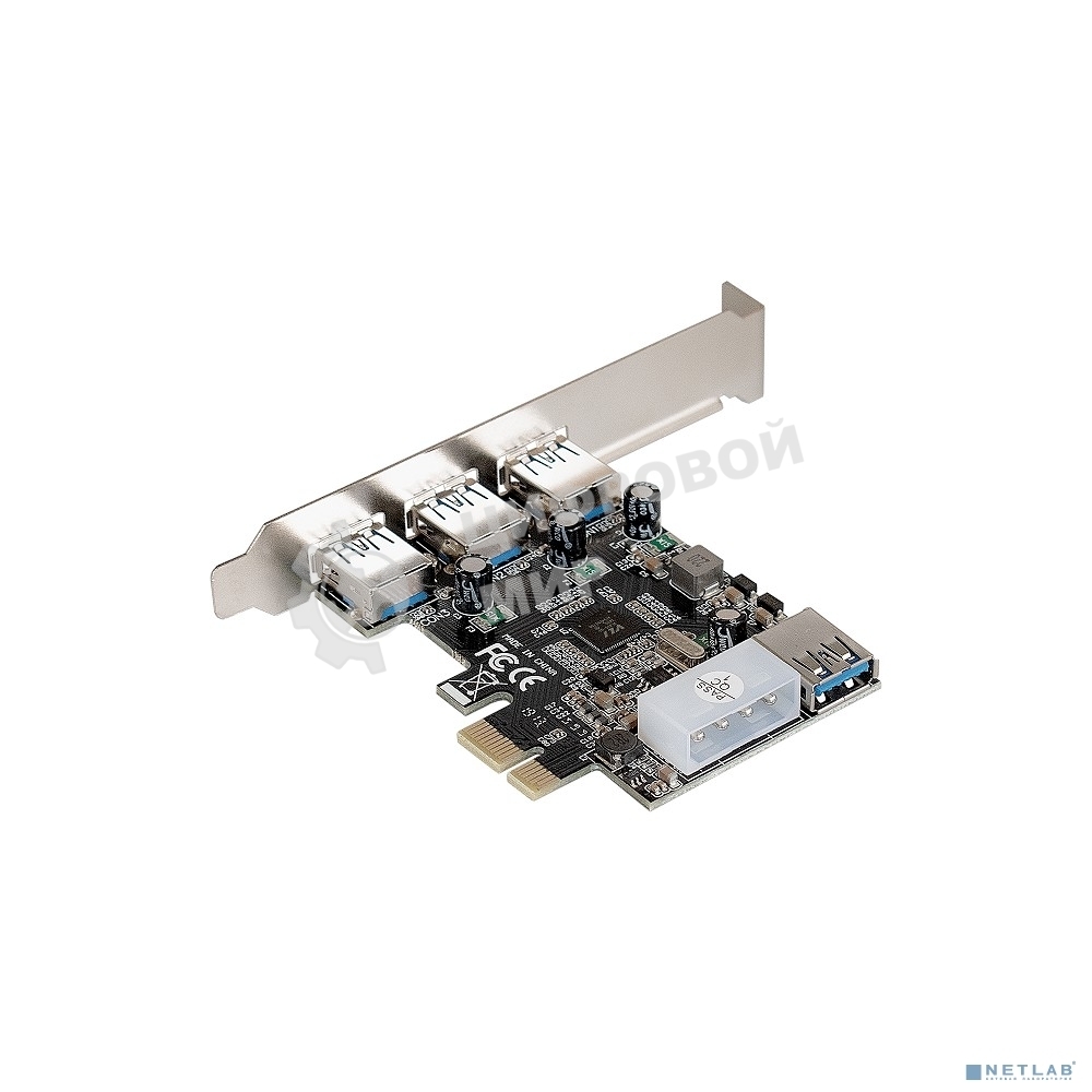 Контроллер ExeGate EXE-367 PCI-E 2.0, 3*USB 3.0 ext + 1*USB 3.0 int, разъем доп.питания (OEM)