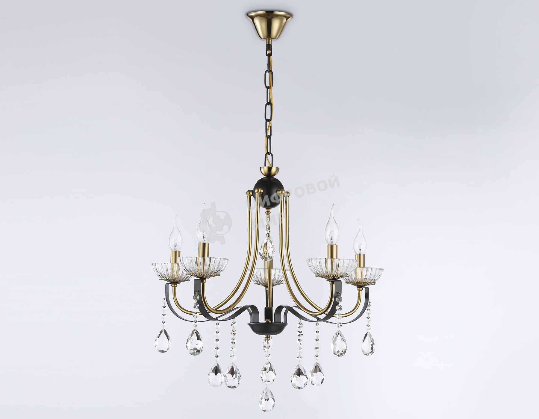 Светильник Ambrella light TR4952/5 BK/GD/CL черный/золото/прозрачный E14*5 max 40W D620*670