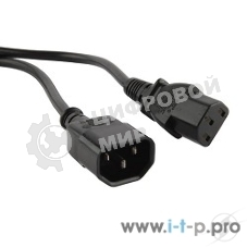 Кабель Hyperline PWC-IEC13-IEC14-1.0-BK Кабель питания монитор-компьютер IEC 320 C13 - IEC 320 C14 (3x0.75), 1 м