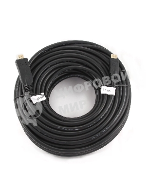 Кабель Cablexpert HDMI CC-HDMI4-30M, 19M/19M, v1.4, медь, позол.разъемы, экран, усилитель сигнала, 30м, черный, пакет