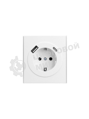 Розетка Kranz STRONG 1-ая с/з с/у з/ш 16А с USB A+C быстрой зарядки 5В/3А жемчуг