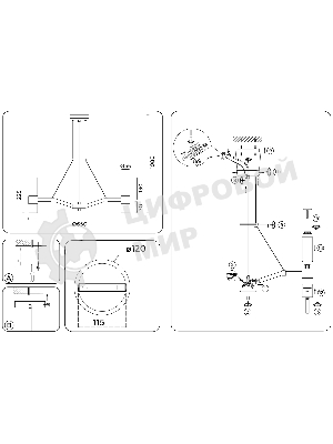 Люстра Ambrella light LH55114/6 BS/FR/TI латунь/белый матовый/янтарь E14*6 max 40W D650*1080