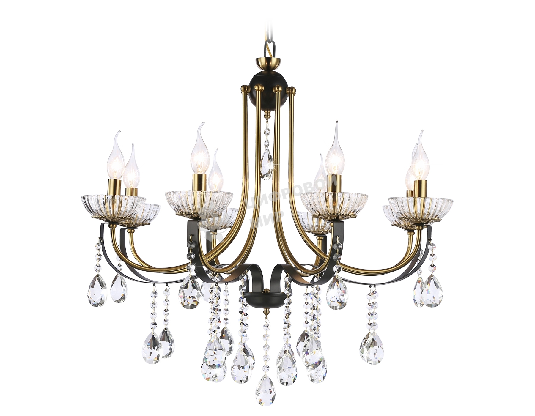 Светильник Ambrella light TR4953/8 BK/GD/CL черный/золото/прозрачный E14*8 max 40W D740*735