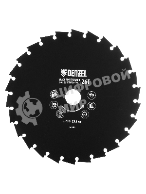 Диск для триммера Denzel c долотообразной формой зуба, 230 х 25,4 мм, 26 зубов