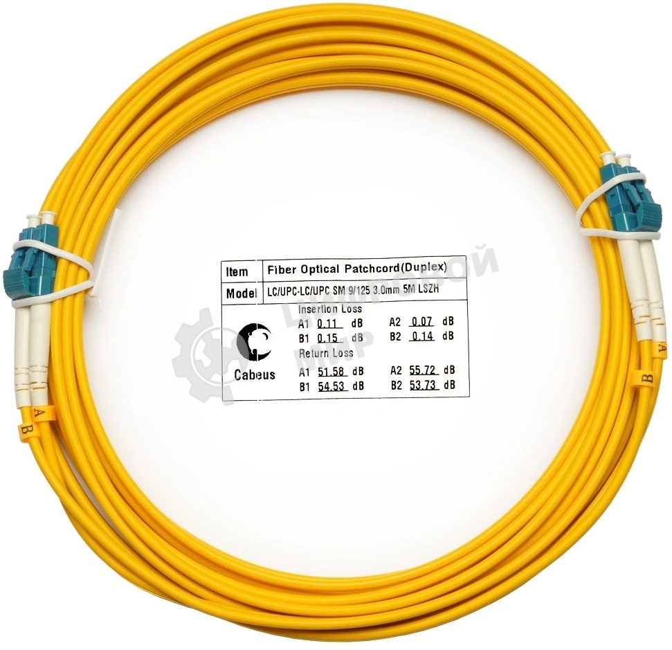 Шнур оптический duplex LC-LC 9/125 sm 5м LSZH Cabeus FOP(d)-9-LC-LC-5m