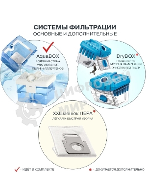 Моющий пылесос Thomas TWIN XT 788565, черный/синий, 325/1700 Вт, уборка влажная/сухая/сбор жидкости, пылесборник контейнер 2.6 л