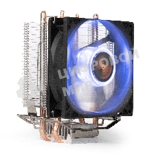 Кулер для процессора ExeGate Wizard EXX200-PWM.BLUE серебристый, 90 мм, алюминий/медь, 2400 об/мин, 24 дБ, 4 pin, 95 Вт, 130 мм