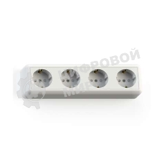 Розетка Кунцево-Электро 4-м ОП Оптима 16А РА16-403 (в компл. с монтажной пластиной) защ. шторки с заземл. сл. кость