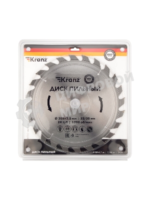 Диск пильный Kranz 305 мм х 24 зуб х 32/30 мм