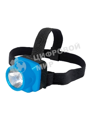 Фонарь налобный аккумуляторный LED5375 220В 0.4Вт LED 2 реж. пластик голуб. Ultraflash 14252