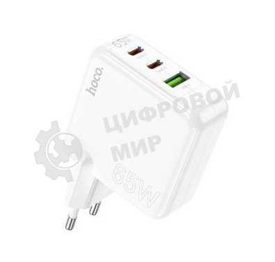 Блок питания (сетевой адаптер) HOCO C115A 2 Type-C/USB-А, белый