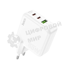 Блок питания (сетевой адаптер) HOCO C115A 2 Type-C/USB-А, белый