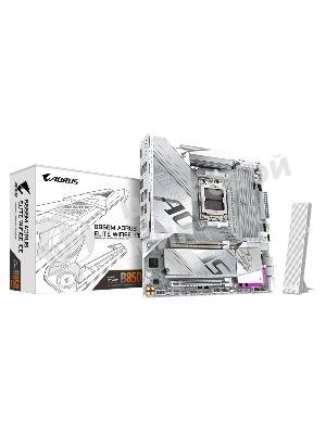 Материнская плата Gigabyte B850M AORUS ELITE WIFI6E ICE, AM5, AMD B850, 4xDDR5, 4xSATA, 2xM.2, 1xPCIe 5.0 x16, 1xPCIe 3.0 x4, 1xDP, 1xHDMI, 1x2.5Gb LAN, Wi-Fi 6E, Bluetooth 5.3, 2xUSB-A 10Gbps (Gen2), 5xUSB-A 5Gbps, 4xUSB-A 2.0, 1xUSB-C 10Gbps (Gen2), 2x3.5 мм, 7.1, mATX