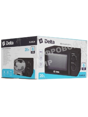 Микроволновая печь Delta DL-85L20 черный, 20 л, 700 Вт, переключатели - поворотный механизм