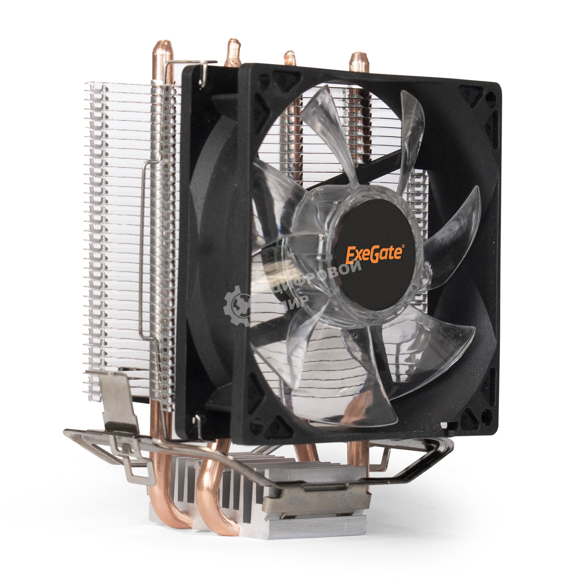 Кулер для процессора ExeGate Wizard EXX200-PWM.BLUE серебристый, 90 мм, алюминий/медь, 2400 об/мин, 24 дБ, 4 pin, 95 Вт, 130 мм