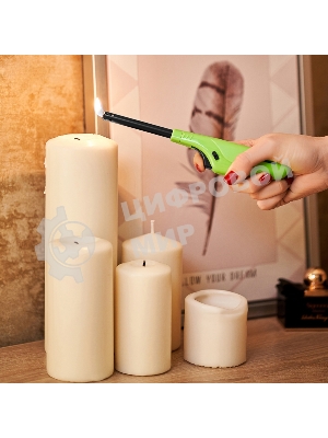 Бытовая газовая пьезозажигалка с классическим пламенем многоразовая (1 шт.) зеленая СК-306 Сокол