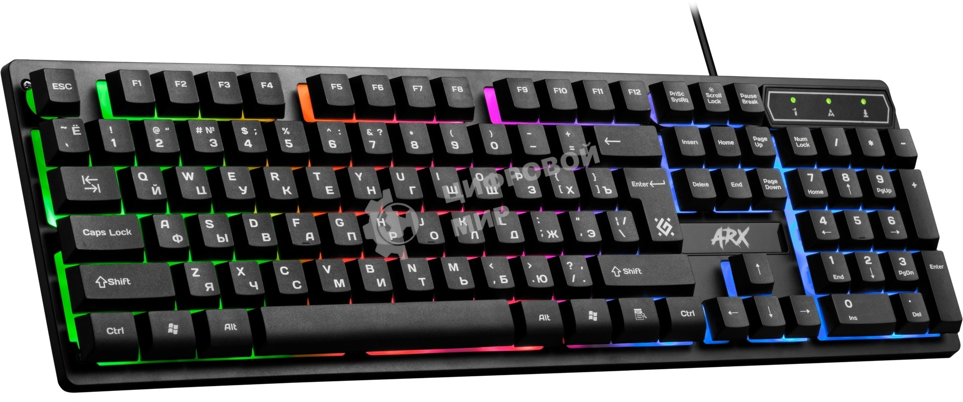 Клавиатура проводная Defender Arx GK-196L RU, USB, черный