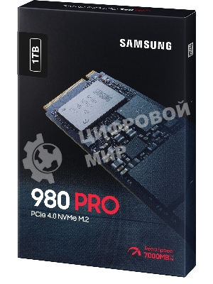 Накопитель SSD Samsung 980 PRO, 1TB, PCIe 4.0 x4, M.2 2280, NVMe, R/W 7000/5000, с радиатором