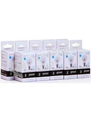 Лампа светодиодная Gauss Elementary 12Вт цок.: E14 шар 220B 4100K св. свеч. белый ней. (упак.: 10 шт)