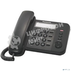 Телефон проводной Panasonic KX-TS2352RUB черный индикатор вызова,порт для доп. телеф. оборуд.,4 уровня громкости звонка