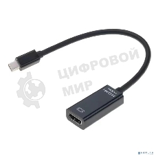 Переходник с кабелем Bion mini DisplayPort - HDMI, 20M/19F, 4k@30Hz, длинна кабеля 15 см, черный BXP-A-mDPM-HDMIF-015