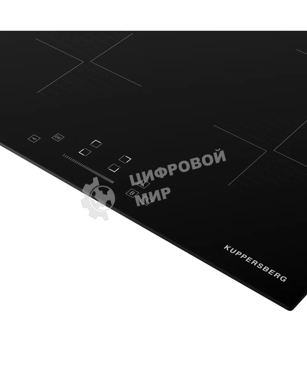 Индукционная варочная панель Kuppersberg ICI 604 60 см, индукция, High-Tech, inverter, прямой край, 9 уровней мощности, бустер, Stop and Go, автоматическое отключение, таймер, индикатор остаточного тепла, сенсорное/слайдерное управление, черный