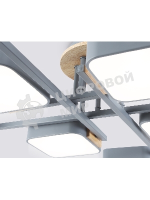 Светильник Ambrella light FL4889/8 GR/WD серый/дерево 144W 3000-6000K 960*960*160 (без ПДУ)