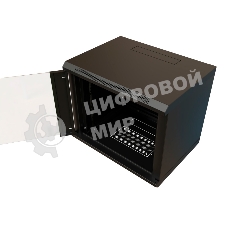 Шкаф коммутационный WRline (WR-TW-1245-GP-RAL9004) настенный 12U 600x450 мм пер. дв. стекл 2 бок. пан. 60 кг черный 370 мм 650 мм IP20 сталь