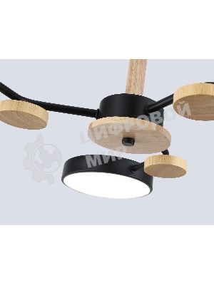 Светильник Ambrella light FL4857/3 BK/WD черный/дерево 54W 3000-6000K D660*170 (без ПДУ)
