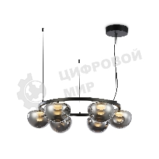 Подвесной светодиодный светильник Ambrella light LH12003/6 BK/GD/SM черный/золото/дымчатый 36W 3000K D760*175