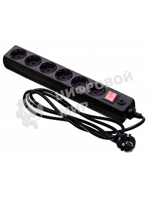 Сетевой фильтр Buro 600SH-16-1.8-B 1.8 м, 6 розеток, черный, коробка