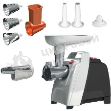 Мясорубка электрическая Аксион М61.02 черно/серебристый, 2000 Вт, 4.0 кг/мин, реверс, защита от перегрузки, насадки - 4