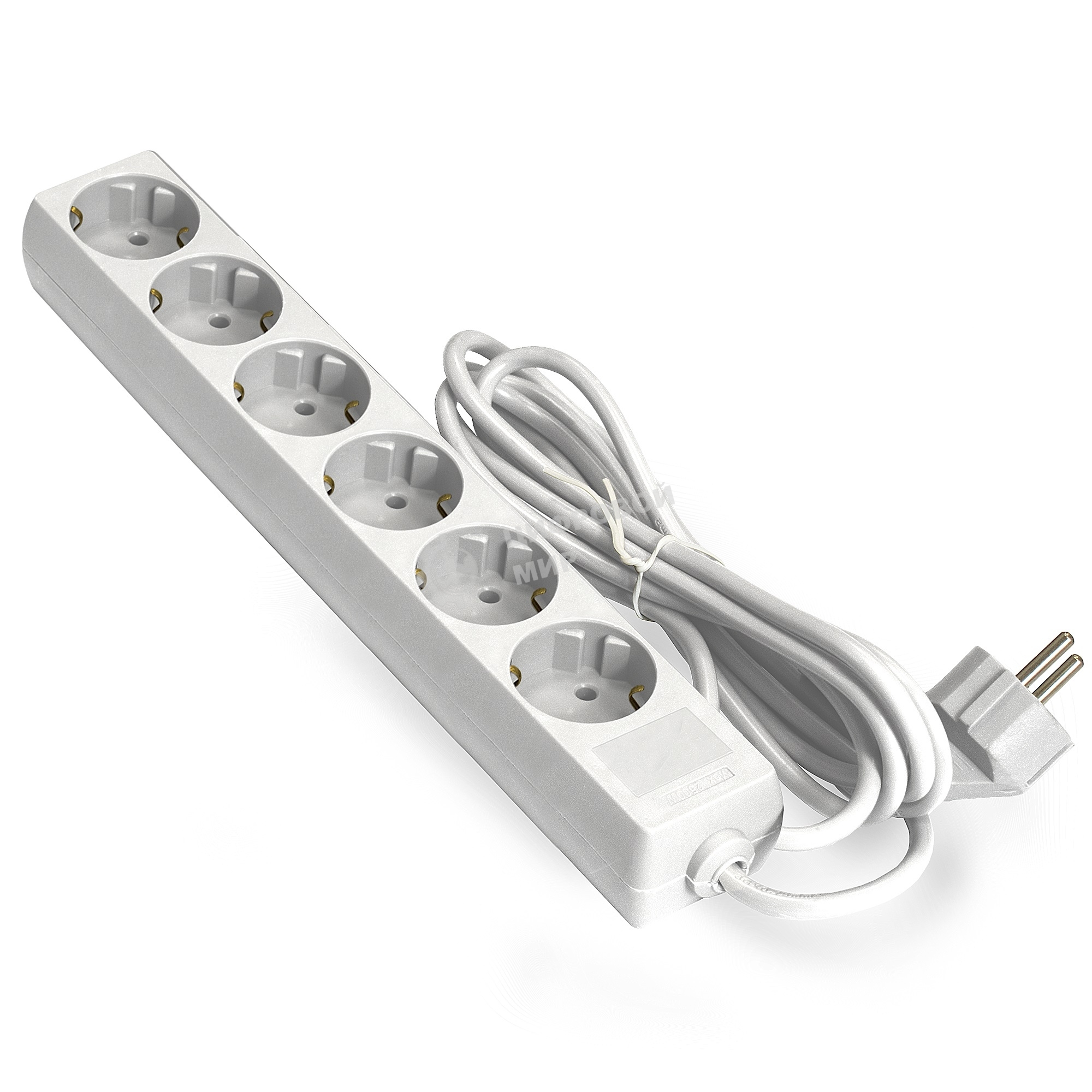 Удлинитель ExeGate ECE-6-1.8W (EX285830RUS), белый, 1,8 м, евровилка с заземлением, 6 евророзеток с заземлением, 2200 Вт