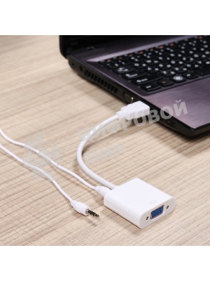 Переходник штекер Rexant HDMI - гнездо VGA, провод + шнур стерео 3,5 мм