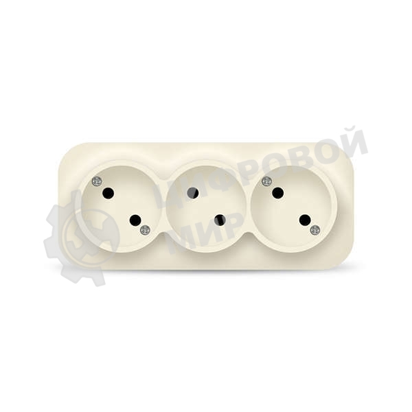 Розетка 3-м ОП 10А IP20 без заземл. сл. кость IONICH 1450