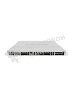 Коммутатор CRS354-48P-4S+2Q+RM Cloud Router Switch 354-48P-4S+2Q+RM with 48 x Gigabit RJ45 LAN (all PoE-out), 4 x 10G SFP+ cages, 2 x 40G QSFP+ cages, RouterOS L5, 1U rackmount enclosure, 750W PSU