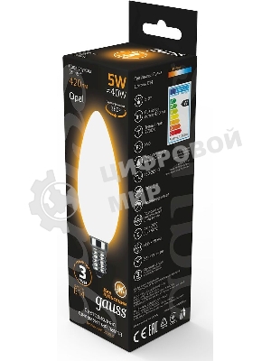 Лампа светодиодная Gauss Filament Свеча E14 5Вт 2700К OPAL